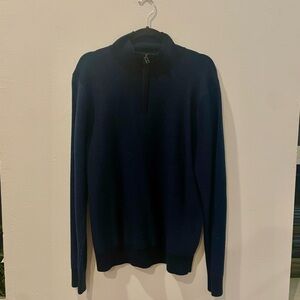 Bonobos Quarter Zip in navy blue with baby blue dots (large)